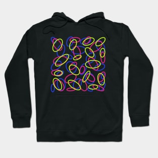 Bright Ovals on Black Abstract Hoodie